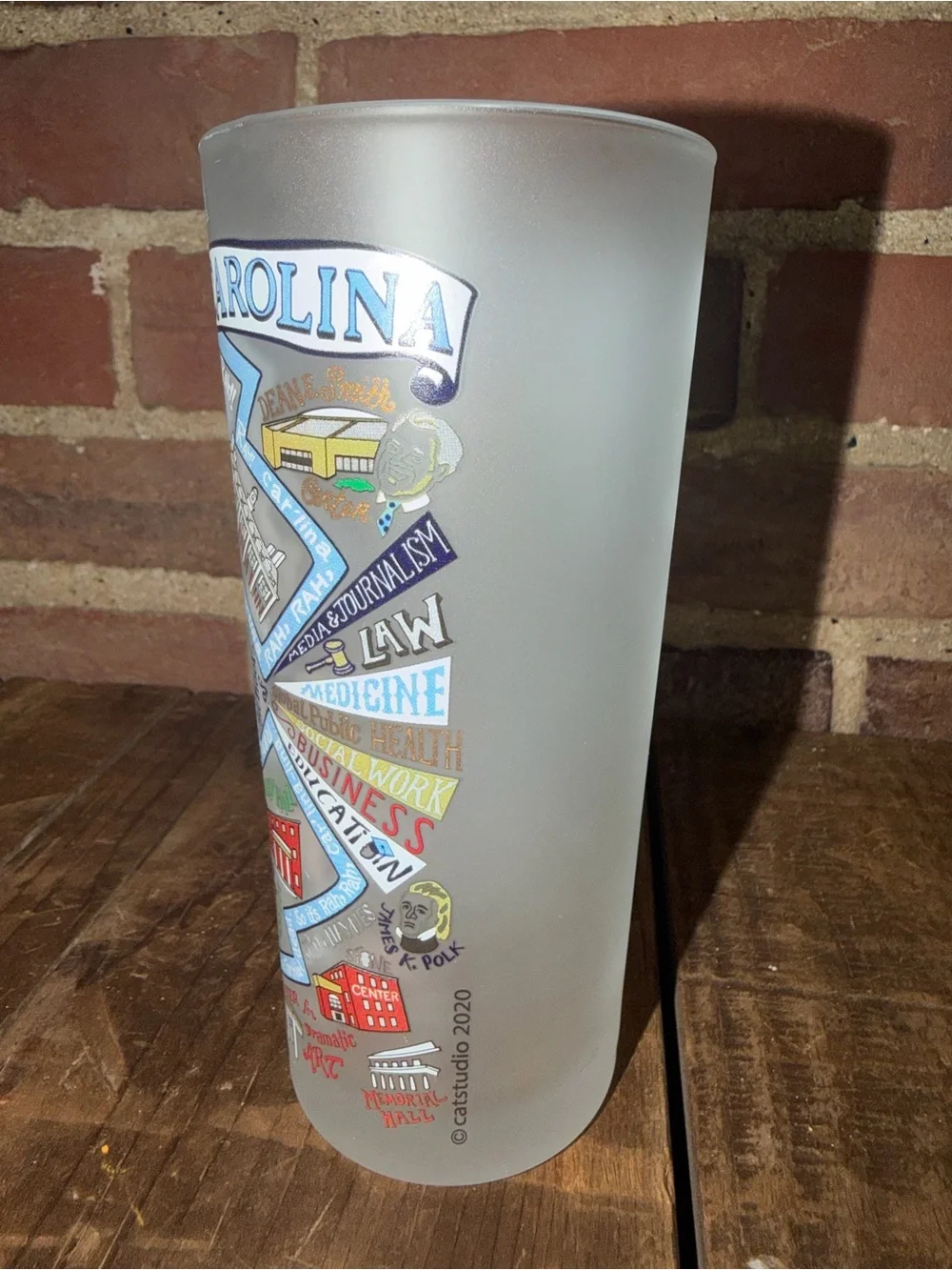 University of North Carolina Tar Heels 2 Frosted Glass Souvenir Academic Sports